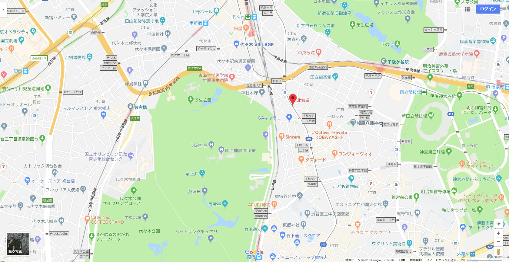北参道駅周辺の地図